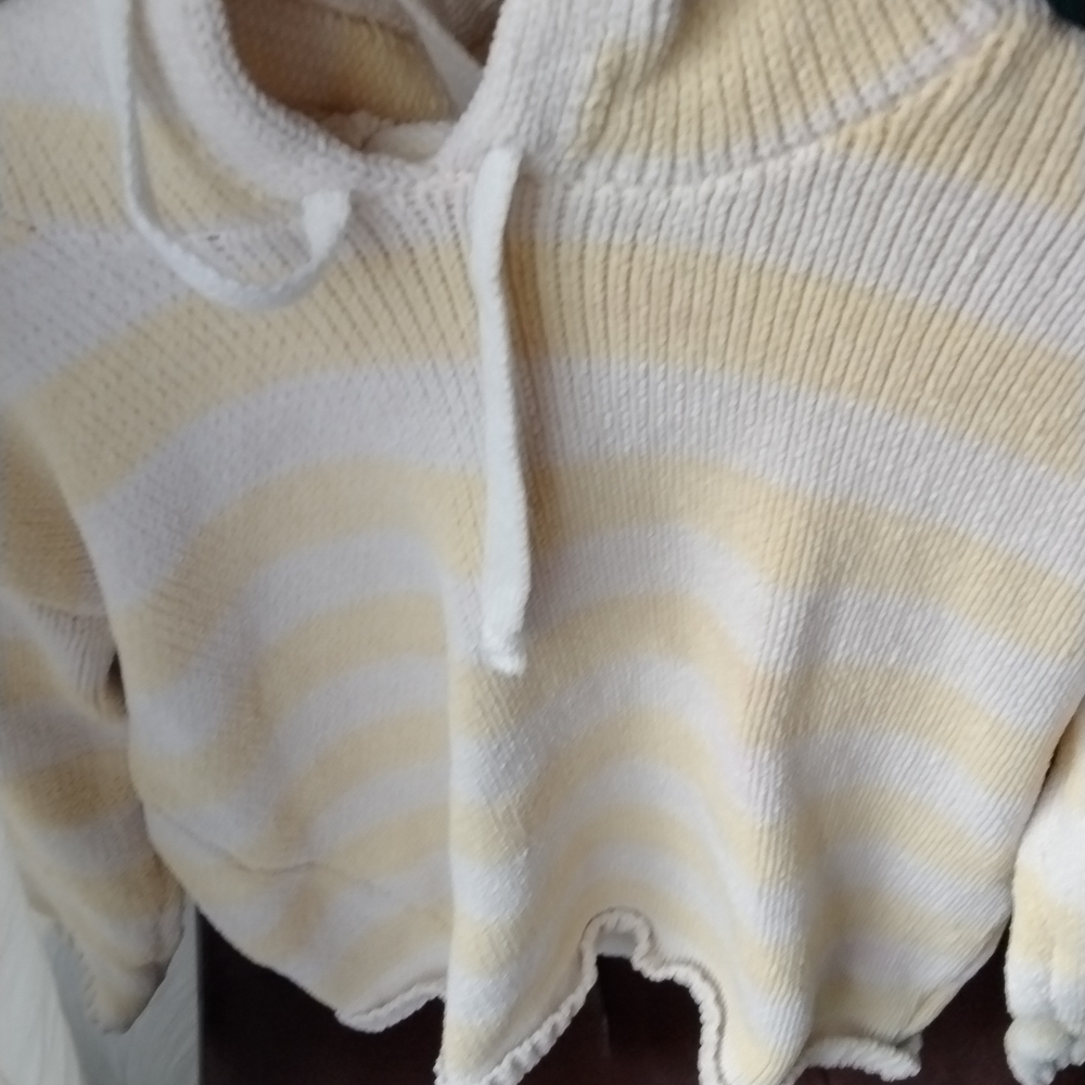 Yellow and white striped sweater
